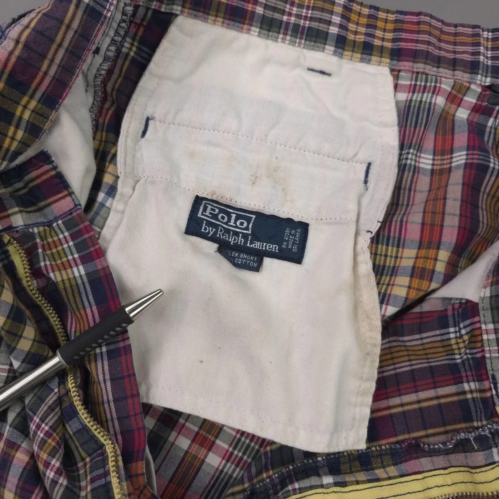 Polo Ralph Lauren Shorts Mens 35 Tyler Multicolor Plaid‎ Pleated Chino Summer